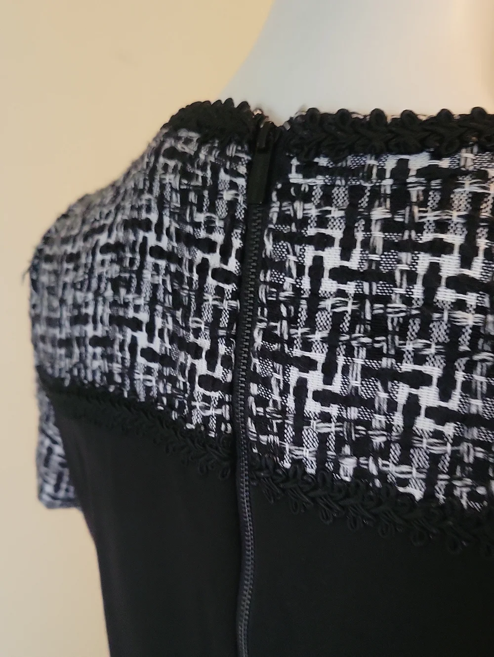 Karl Lagerfeld Black Sheath Dress with Tweed Accents - Picture 9 of 9